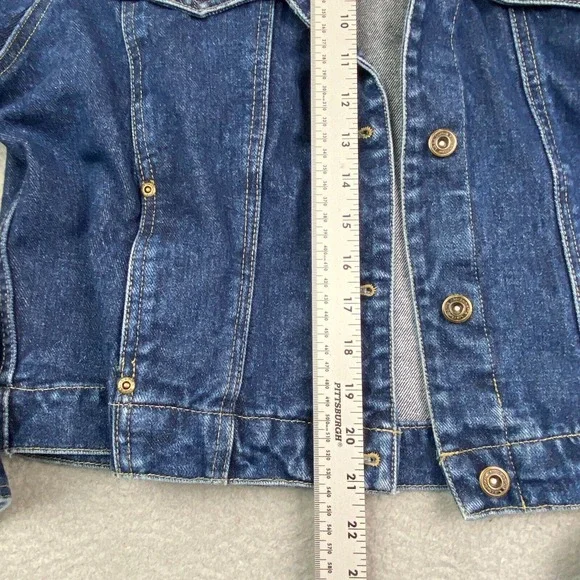 Vintage Jean Jacket Large Women Blue Faux Fur Collar Removeable Heavy EUC - Picture 5 of 15